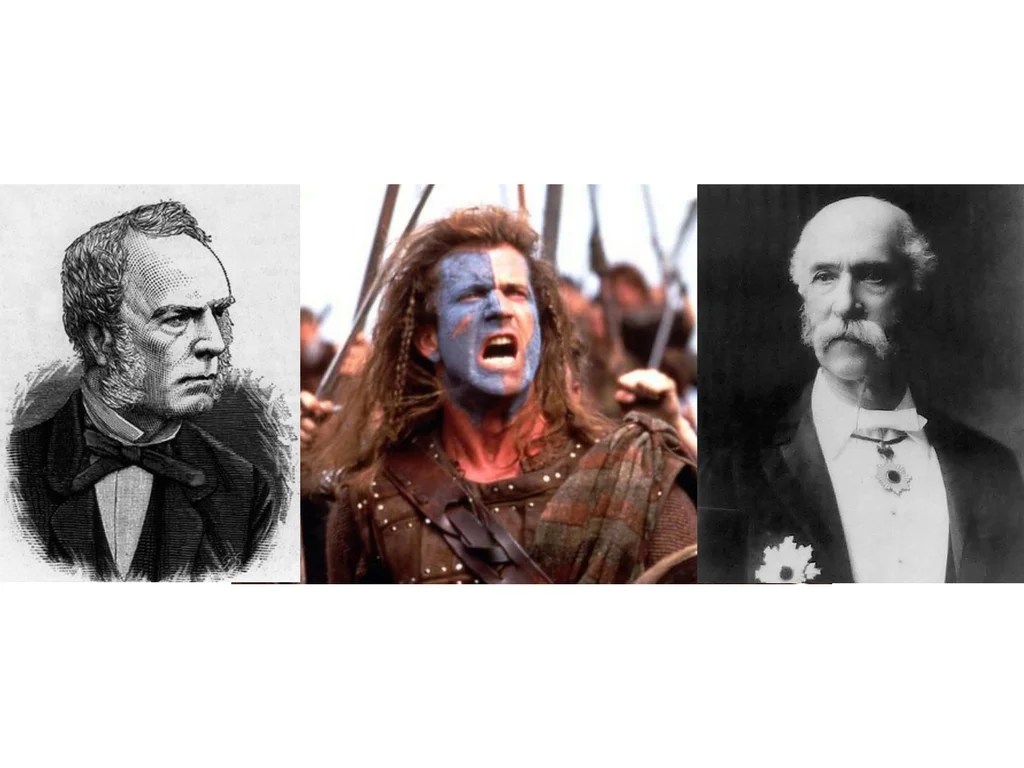  Famous Scots from Left: Robert Fortune, Mel GIbson ( actually American ) and Thomas Glover 