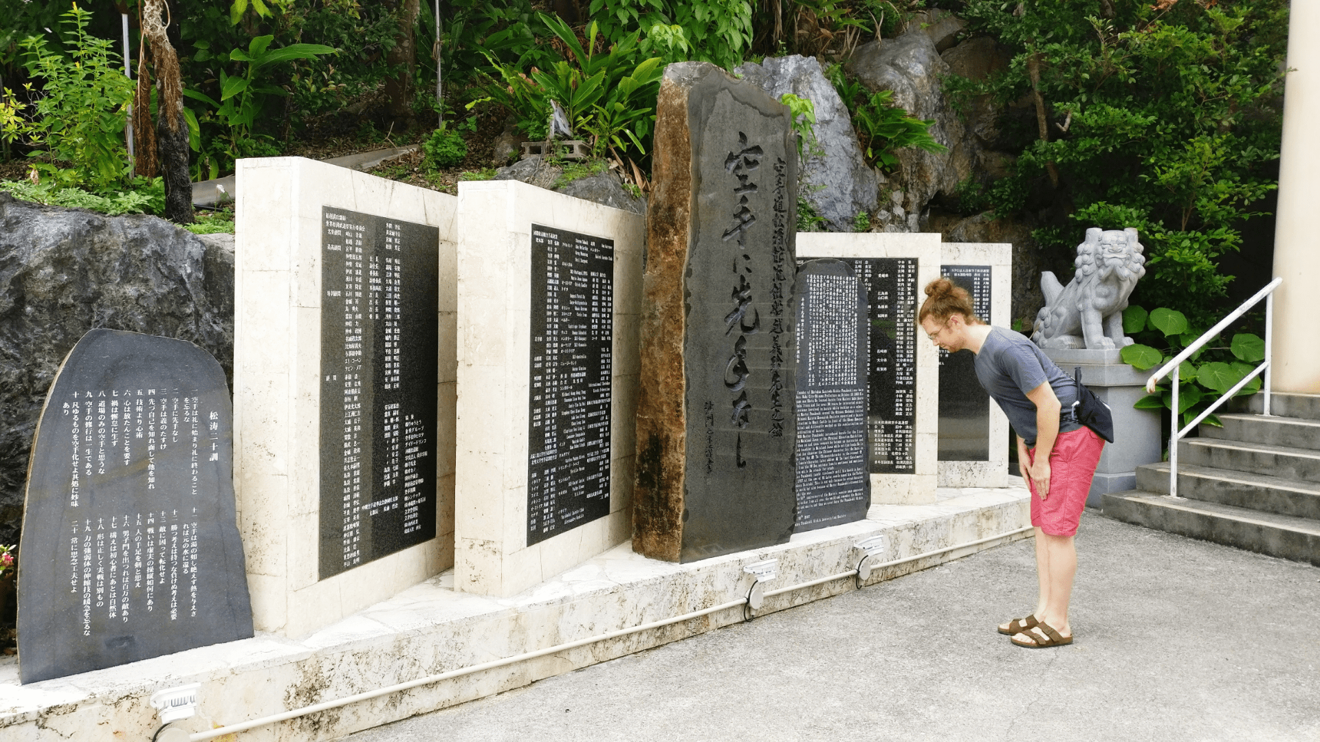 Paying my respects at the Funakoshi Gichin memorial within Onoyama Koen, Naha, Okinawa